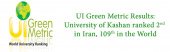 UI GreenMetric Places University of Kashan 2nd in Iran, 109th in World
