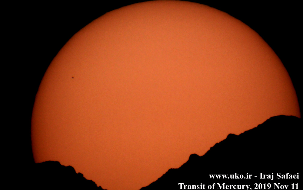 photographie du transit de mercure, le 11 novembre 2019, par iraj safaei de l'observatoire de l'université de kashan