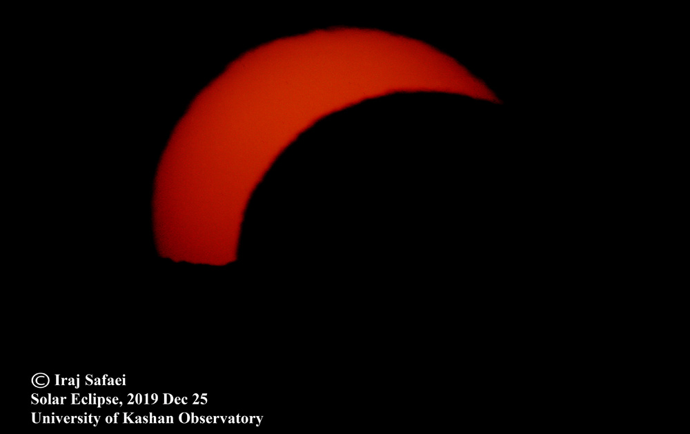 photographie de l éclipse solaire, le 25 décembre 2019, à l observatoire de l université de kashan