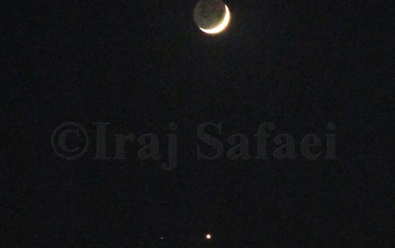 تصویربرداری پدیده گِرد آمدن ماه دو سیاره ناهید بهرام توسط ایرج صفایی رسدخانه دانشگاه کاشان