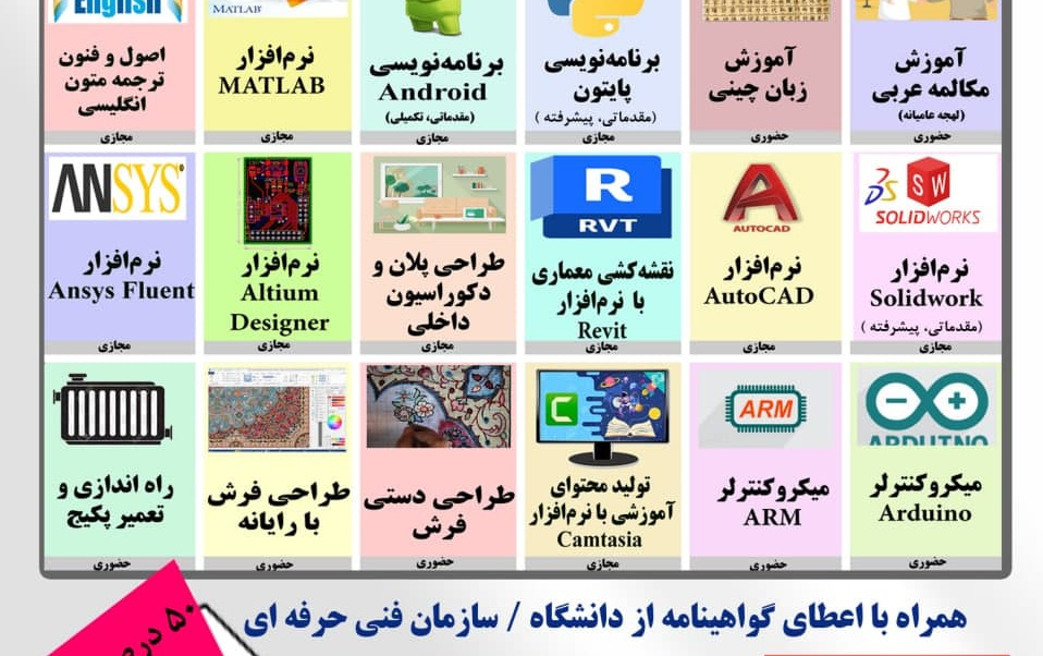 دوره‌های آموزشی مهارتی - ویژه پاییز۱۴۰۲