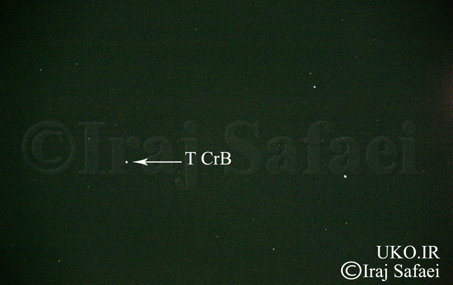 تصویربرداری ستاره t crb رسدخانه دانشگاه کاشان توسط ایرج صفایی پیش انفجار نواختری
