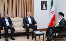 دیدار آقای اسماعیل هنیه رئیس دفتر سیاسی حماس آقای زیاد النخالة دبیرکل جنبش جهاد اسلامی فلسطین رهبر معظم انقلاب