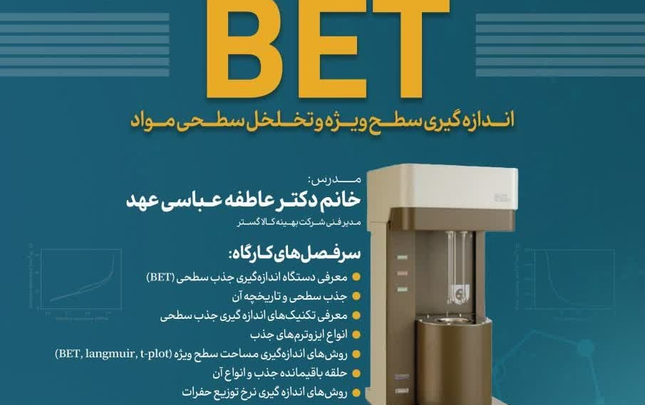 کارگاه آموزشی آشنایی دستگاه bet (اندازه گیری سطح ویژه تخلخل سطحی مواد)