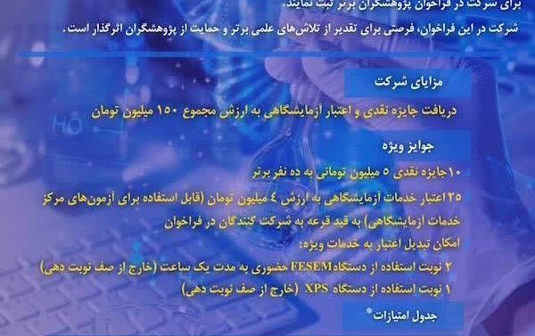 آثار خود برای شرکت فراخوان پژوهشگران برتر ثبت نمایید.