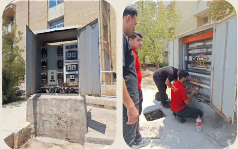تعویض روزرسانی تابلو برق های محوطه خوابگاه خواهران