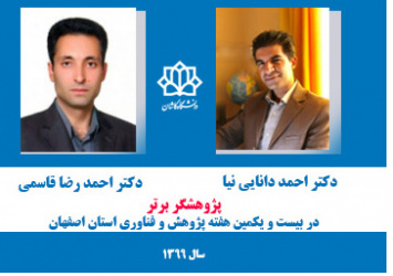 دو عضو هیات علمی دانشگاه کاشان پژوهشگر برتر استان اصفهان شدند